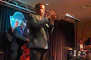 Trumpet player on stage at jazz concert