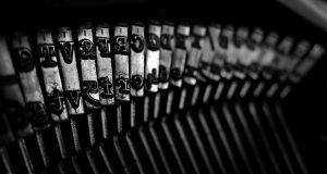 Typewriter letters close up